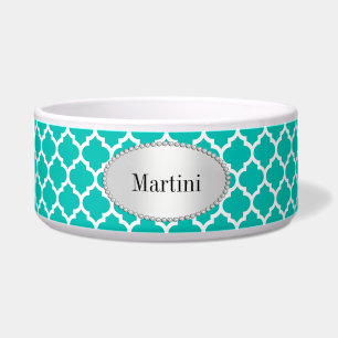 Teal White Moroccan Quatrefoil Pattern #5