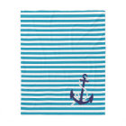 Teal White Nautical Stripes with Navy Blue Anchor