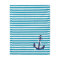 Teal White Nautical Stripes with Navy Blue Anchor