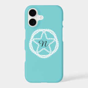 Teal White Pearl Star Elegant Classy Minimal