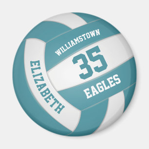 teal white school colours team name volleyball magnet