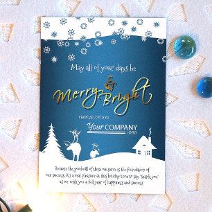 Teal, White Snowflakes & Reindeer, Company Logo Invitation