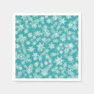 Teal & White Snowflakes Winter Wonderland Holiday Napkin