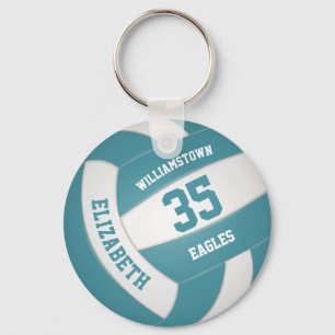 teal white sports team colours volleyball key ring
