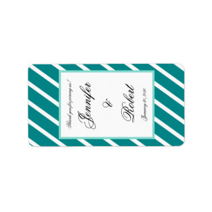 Teal White Stripe wit Floral Accent Lip Balm Label