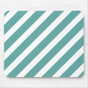 Teal White Stripes Mouse Mat