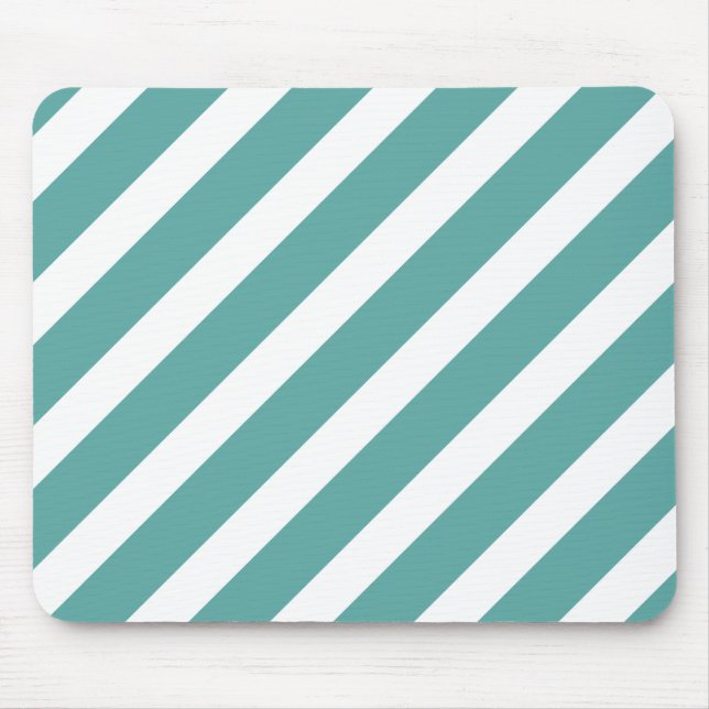 Teal White Stripes Mouse Mat (Front)