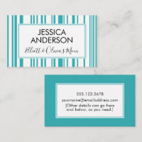Teal & White Stripes Mummy Playdate Calling Card