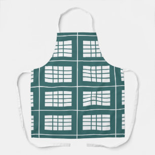 Teal White Stripes Pattern Bakery Catering Kitchen Apron