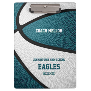 teal white team colours basketball coach clipboard