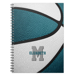 teal white team colours girls boys basketball notebook