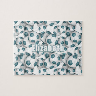 teal white team colours girls boys soccer jigsaw puzzle