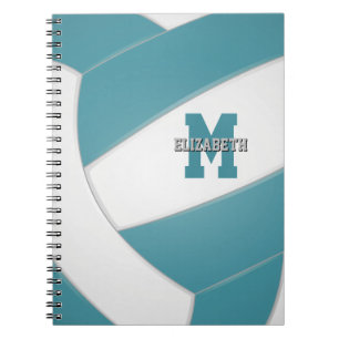 teal white team colours girls boys volleyball notebook