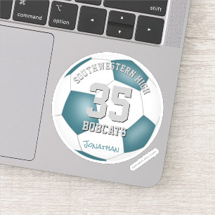 Teal white team colours kids soccer party favours 