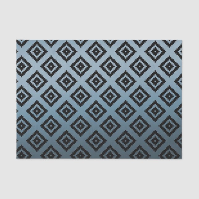 Teal White Tribal Aztec Tissue Paper (Front)