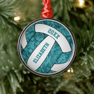 teal white volleyball girly sporty metal tree decoration