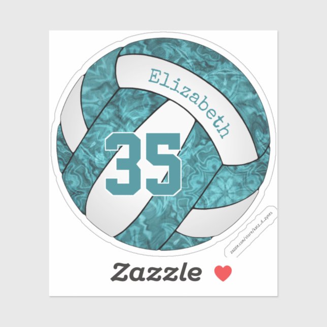 teal white volleyball w girls name number (Sheet)