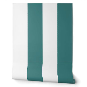 Teal Wide Awning Stripe Wallpaper