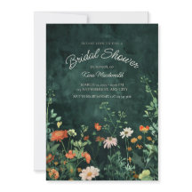 Teal Wildflower Bridal Shower Invitation