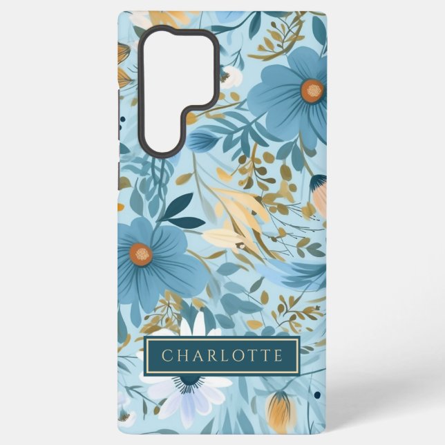 Teal Wildflower Garden  Samsung Galaxy S22 Ultra Case (Back)