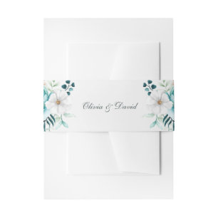 Teal Wildflower Wedding Invitation Belly Band