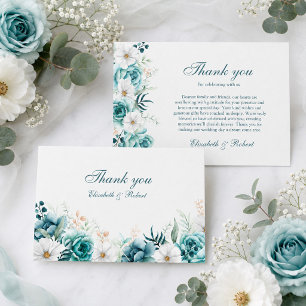 Teal Wildflower Wedding Thank You Card
