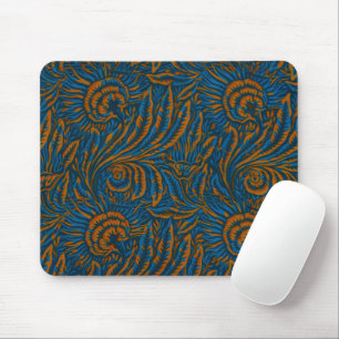 Teal William Morris Style Acanthus Leaf Botanical Mouse Mat