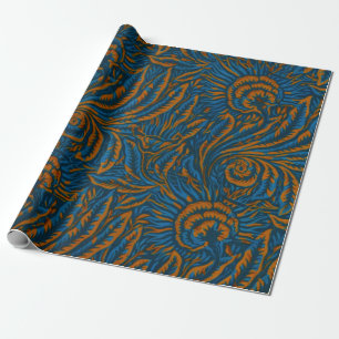 Teal William Morris Style Acanthus Leaf Botanical Wrapping Paper