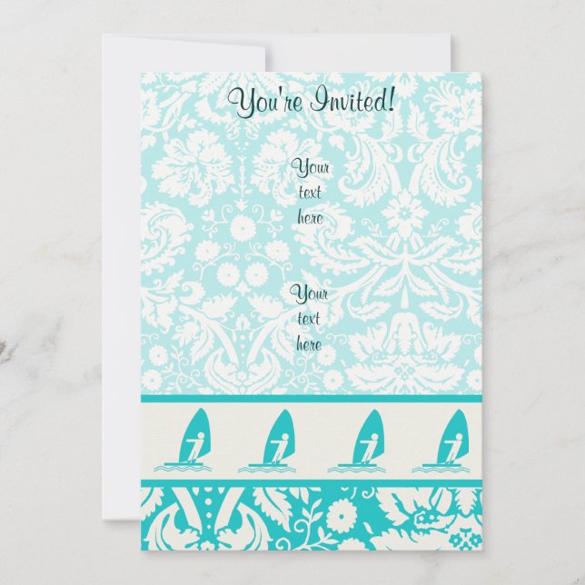 Teal Windsurfing Invitation (Front)