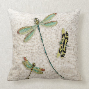 Teal-Winged Dragonflies Decorative Cushion