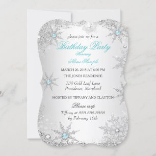 Teal Winter Wonderland Birthday Party Invitation