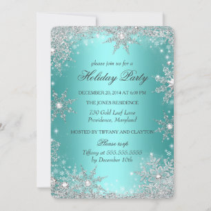Teal Winter Wonderland Christmas Holiday Party 2 Invitation