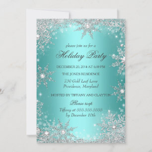Teal Winter Wonderland Christmas Holiday Party 2 Invitation