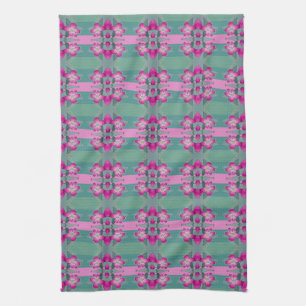 Teal With Bright Pink Tea Towel