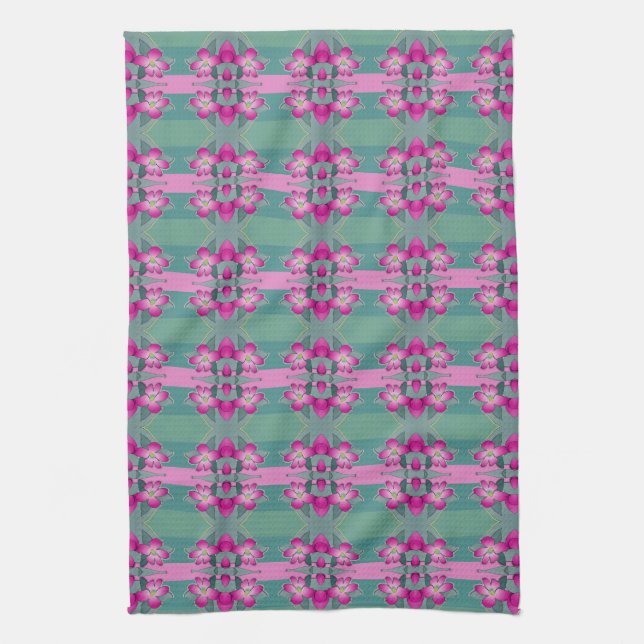 Teal With Bright Pink Tea Towel (Vertical)