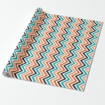 Teal With Orange Tones chevron pattern 