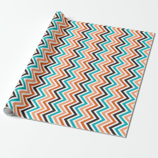 Teal With Orange Tones chevron pattern  Wrapping Paper