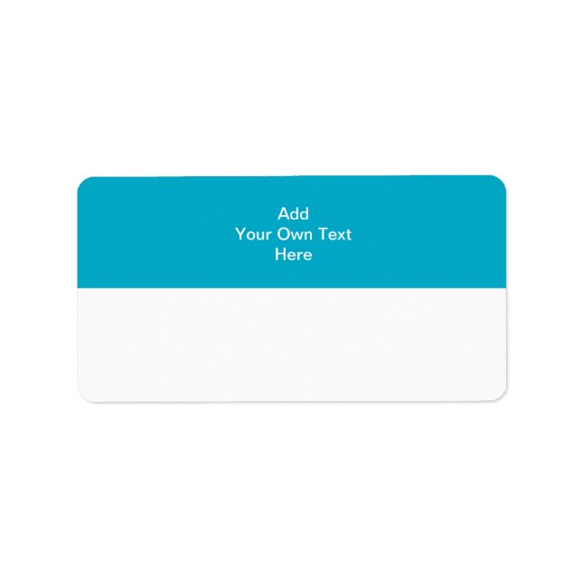 Teal with white area and text. label (Front)