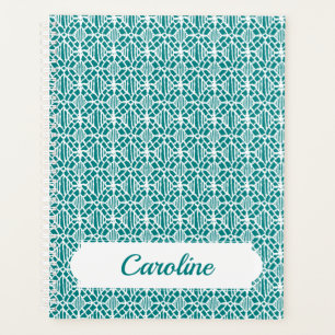 Teal With White Crochet Lace Pattern Planner
