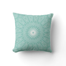 Teal with White Geometric Throw Pillow