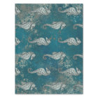 Teal with White Seahorse Decoupage