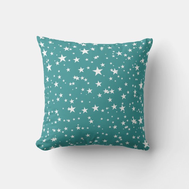 Teal with White Stars Cushion (Front)