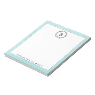 Teal Wreath Monogram Notepad