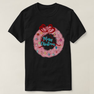 Teal Wreath Retro Christmas  T-Shirt
