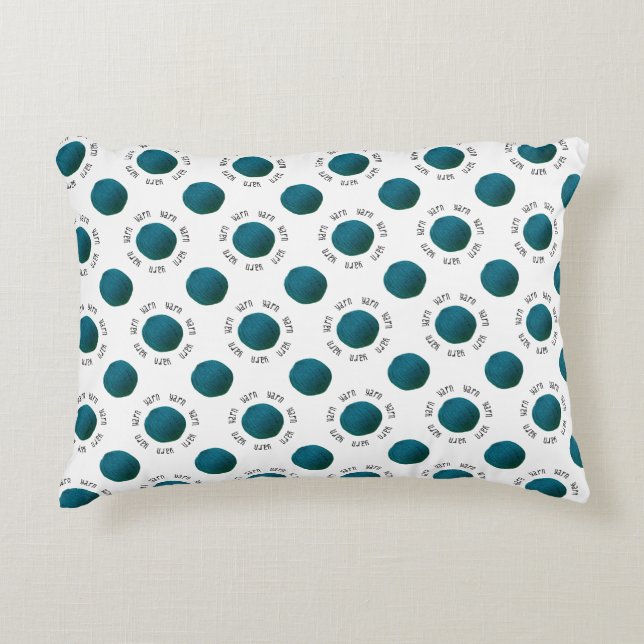 Teal Yarn Ball & Text Handmade Crafts Decorative Cushion (Front)