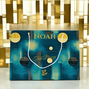 Teal & Yellow Breeze Geometric Big Gift Bag