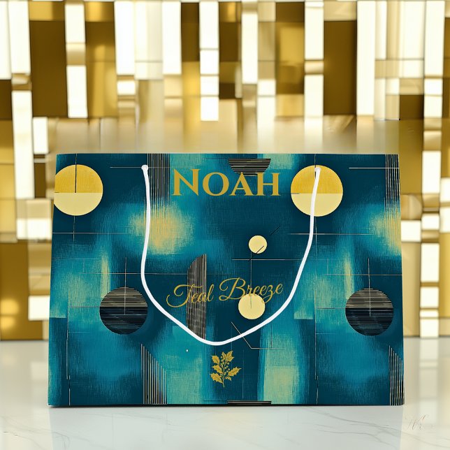 Teal & Yellow Breeze Geometric Big Gift Bag (Creator Uploaded)