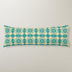 Teal Yellow Chequered Argyle Pattern Body Cushion