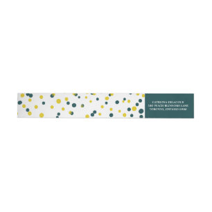 Teal & Yellow Confetti Dots Modern Wrap Around Label