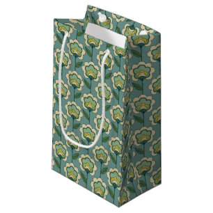 Teal & Yellow Floral Pattern Small Gift Bag
